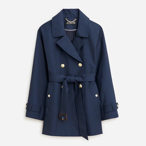 🍁🍂 NWT J.Crew Navy Trenchcoat - Picture 1 of 10